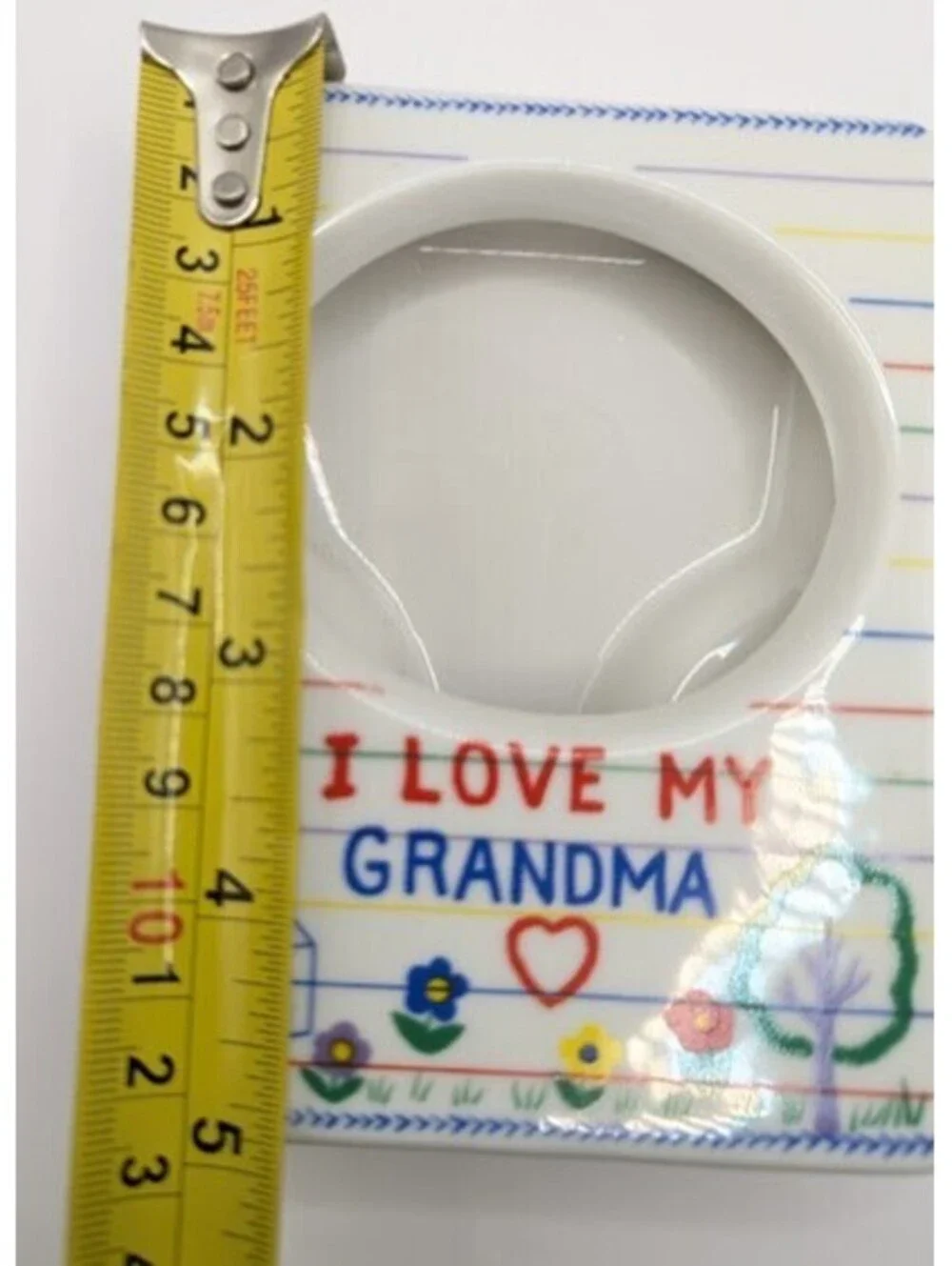 Vintage Ceramic I Love My Grandma Picture Frame Cute Child Drawn Style Retro